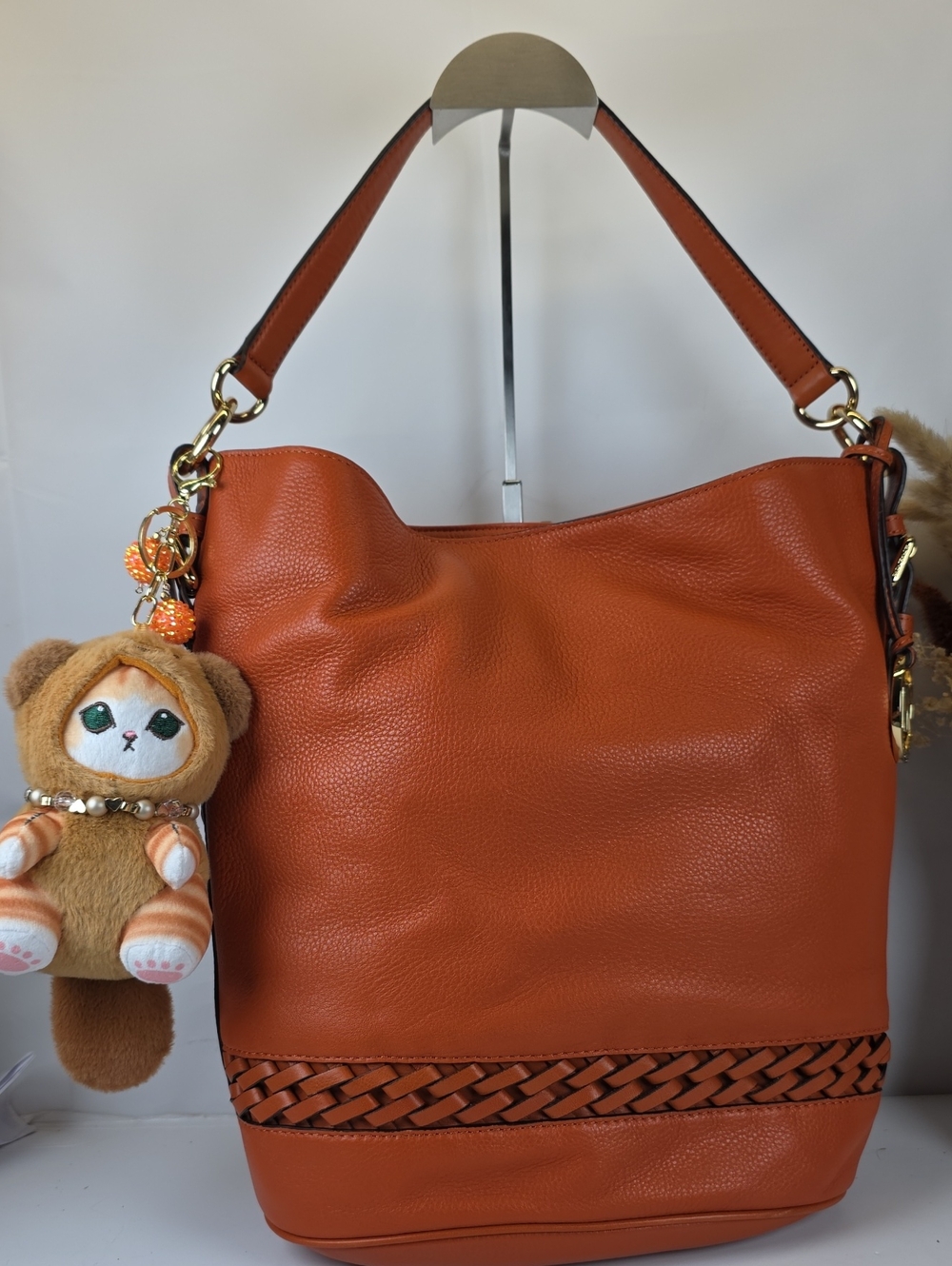 MICHAEL Michael Kors Burnt Orange Leather Shoulder Hobo